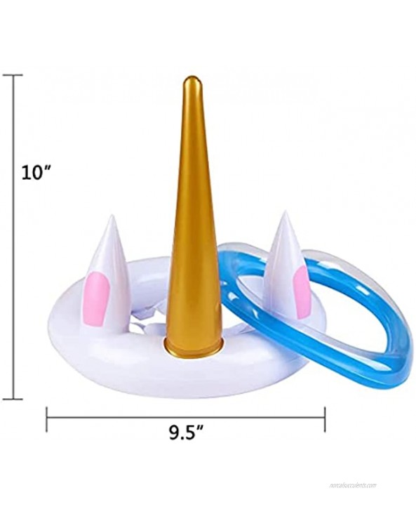 JULY'S SONG Inflatable Unicorn Pool Toys for Kids Floating Ring Toss Fun Water Game for Girls Gift Box
