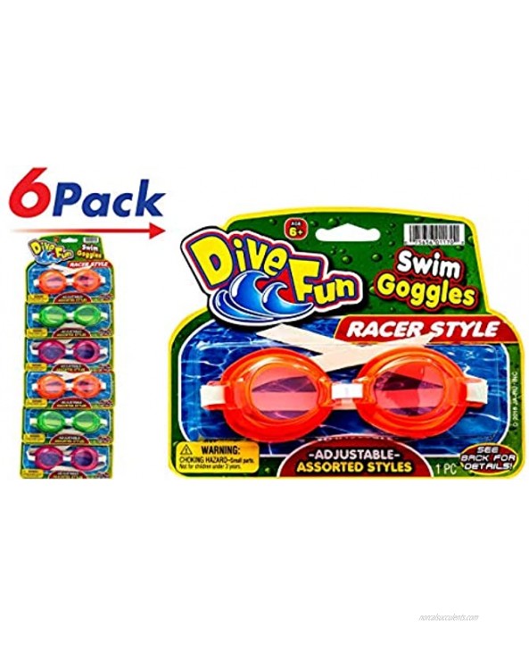 Kids Swimming Goggles 6 Pack Assorted Styles Soft Training Leak-proof Goggles for Kids Summer Pool & Sea Swim Great for Kids & Boys and Girls. Swimming Googles Set. 1170-6p