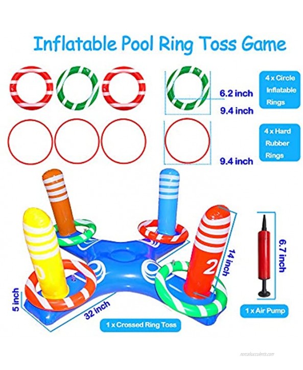 LRIGYEH Inflatable Pool Toys Ring Toss Swimming Water Sport Fun Floats Accessories New Upgrade Adding Two Styles of Floating Rings