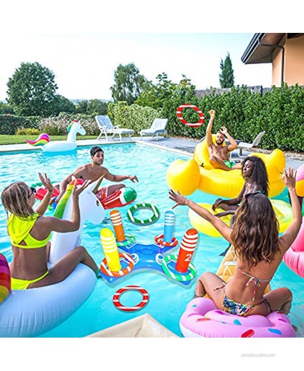 LRIGYEH Inflatable Pool Toys Ring Toss Swimming Water Sport Fun Floats Accessories New Upgrade Adding Two Styles of Floating Rings