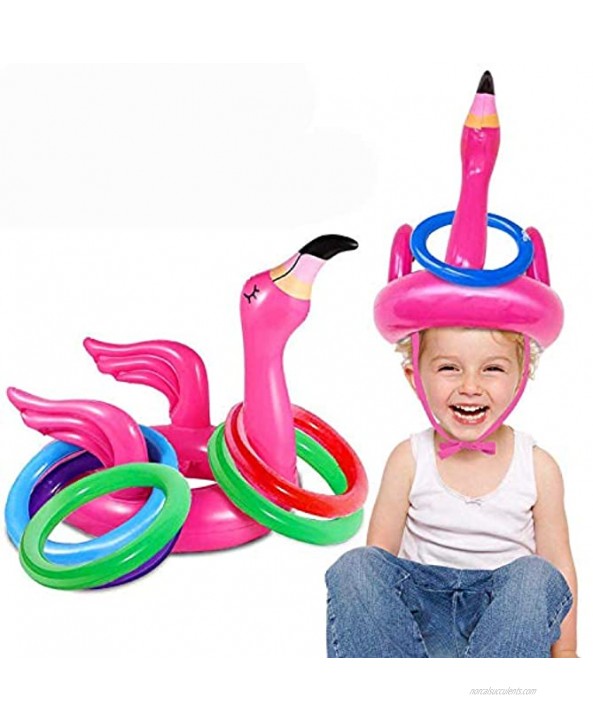 NCTP Inflatable Pool Ring Toss Game for Kids Ring Toss Pool Party Game for Party Inflatable Floating Party Favor Flamingo Party Supplies Decoration for Kids Funny Family Indoor Outdoor Game Set