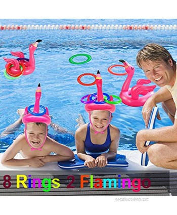 NCTP Inflatable Pool Ring Toss Game for Kids Ring Toss Pool Party Game for Party Inflatable Floating Party Favor Flamingo Party Supplies Decoration for Kids Funny Family Indoor Outdoor Game Set