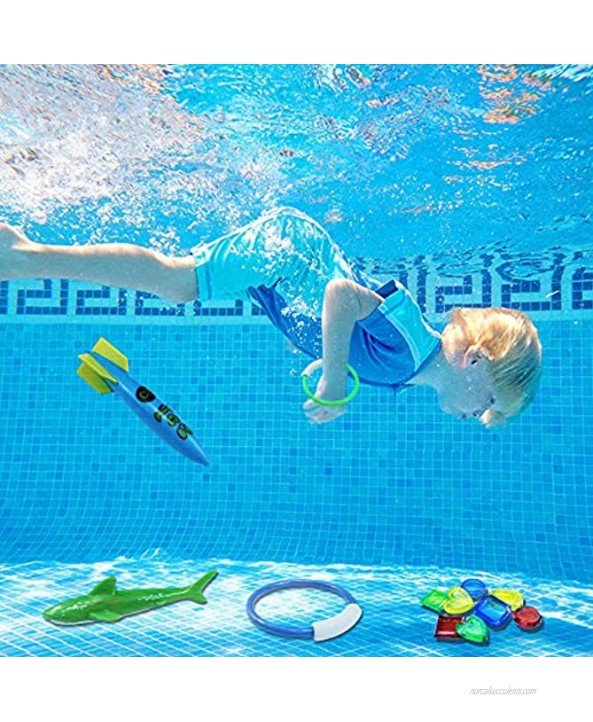Noletgo Swimming Pool Diving Toys for Kids Summer Fun Pool Sinking Toys Set,Underwater Variety Diving Training Gifts with Pool Torpedo,Diving Gems,Sharks,Swim Rings for Kids Pool Games 20 Pieces