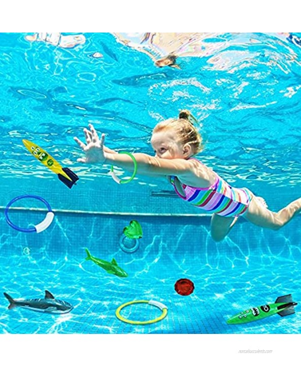 Noletgo Swimming Pool Diving Toys for Kids Summer Fun Pool Sinking Toys Set,Underwater Variety Diving Training Gifts with Pool Torpedo,Diving Gems,Sharks,Swim Rings for Kids Pool Games 20 Pieces