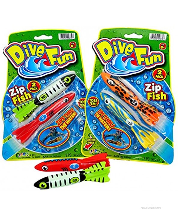 Pool Dive Fun Fish Zip Torpedo Diving Toys Sinking Torpedo Swim Toy Game 24 Torpedos in 12 Packs. Pool Throw & Find Underwater Dive .| Item #874-12