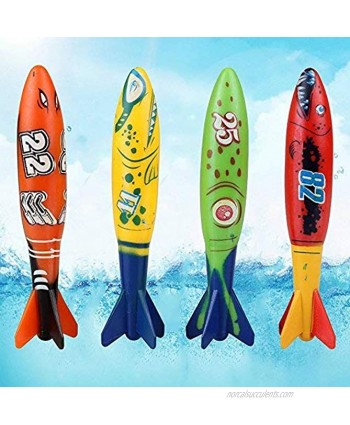 Pool Diving Toys Throwing Bandits Underwater Gliding Shark Swimming Glides Toys Small Water Rockets 4 Colorful Fun Toy for The Pool and Bath