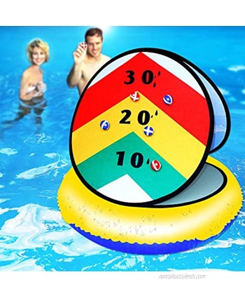 Pool Game Toys Inflatable Pool Ring Toss Game Pool Toys for Teens and Adults with Pool Floats Rafts Sticky Balls 24" Summer Toys Yard Games Party Birthday Gifts for Kids Cornhole Board Beach Toys