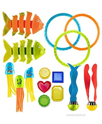 Prextex 15 Piece Diving Toy Set Summer Fun Underwater Sinking Swimming Pool Toy for Kids…