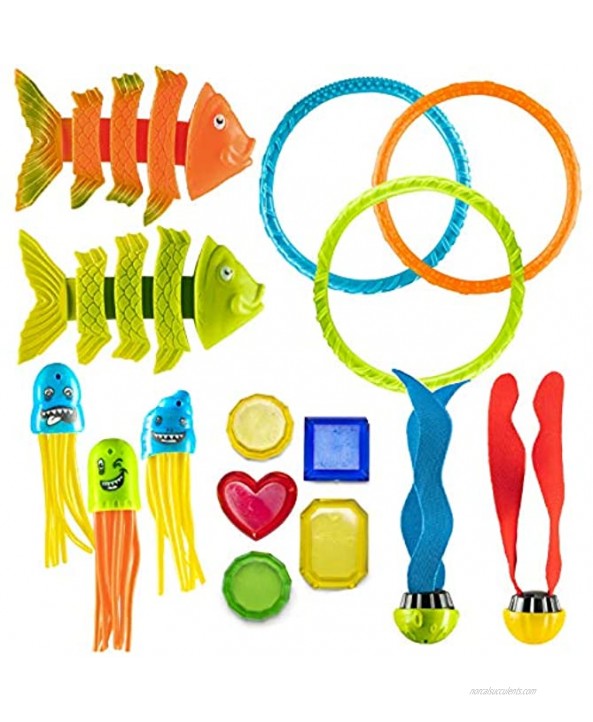 Prextex 15 Piece Diving Toy Set Summer Fun Underwater Sinking Swimming Pool Toy for Kids…