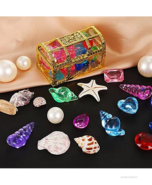 Sumind 60 Pieces Halloween Pirate Gem Jewelry Treasure Toys with 3 Treasure Chests Diamonds Pool Toys Activity Party Decorations for Pirate Adventure Themed Event Party Decorations