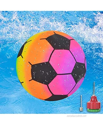 Swimming Pool Game Toys Ball Underwater Ball Game for Pool 9 Inch Inflatable Pool Football with Adapter Ball Games for Under Water Passing Dribbling Diving Pool Toy for Kids Teens Adults