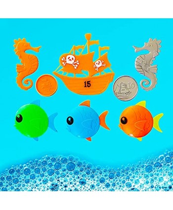 VIVEMCE Pool Diving Toy  Underwater Swimming Toys with Diving Rings Diving Sticks Diving Fish Diving Gems Diving Octopus Pirate Ship for KidsSet of 23