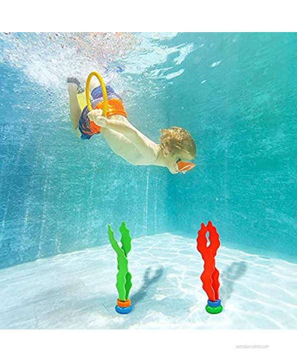 VIVEMCE Pool Diving Toy Underwater Swimming Toys with Diving Rings Diving Sticks Diving Fish Diving Gems Diving Octopus Pirate Ship for KidsSet of 23