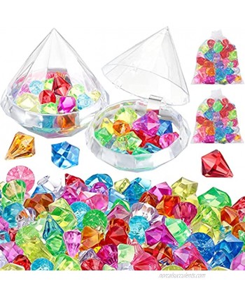 Zhanmai 80 Pieces Diving Gem Pool Toy Set Pool Treasure Chest with 2 Big Diamond Box and Drawstring Organza Bags Summer Swimming Gem Diving Toys Set for Bracelet Boys Girls Underwater Swimming Toy