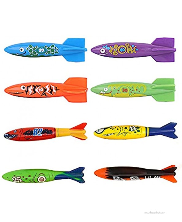 ZHFUYS Pool Toy Throwing Torpedo Shark Torpedo Diving Toy,8 Pack