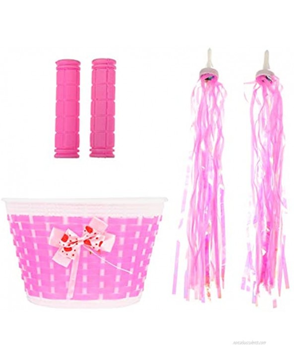 ABOOFAN 1 Set Bike Streamers Handle Grips with Basket for Bicycle Handlebar Grips Cover Pink Scooters Road Bike Cycling Decorations