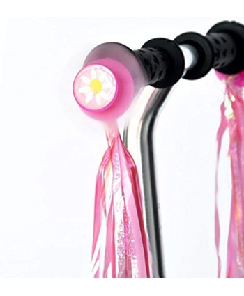 UPSTORE 1Pair Colorful Bicycle Scooter Grips Sparkle Tassel Ribbon Handgrip Handlebar Streamers Accessories for Girls Trike Bike Decoration Pink