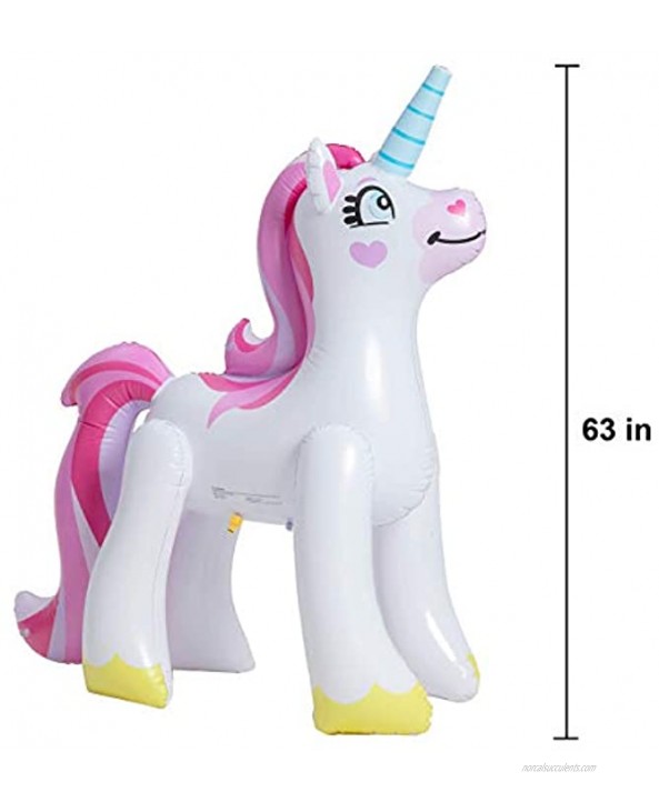 63” Inflatable Unicorn Yard Sprinkler Inflatable Water Toy Summer Outdoor Fun Lawn Sprinkler Toy for Kids