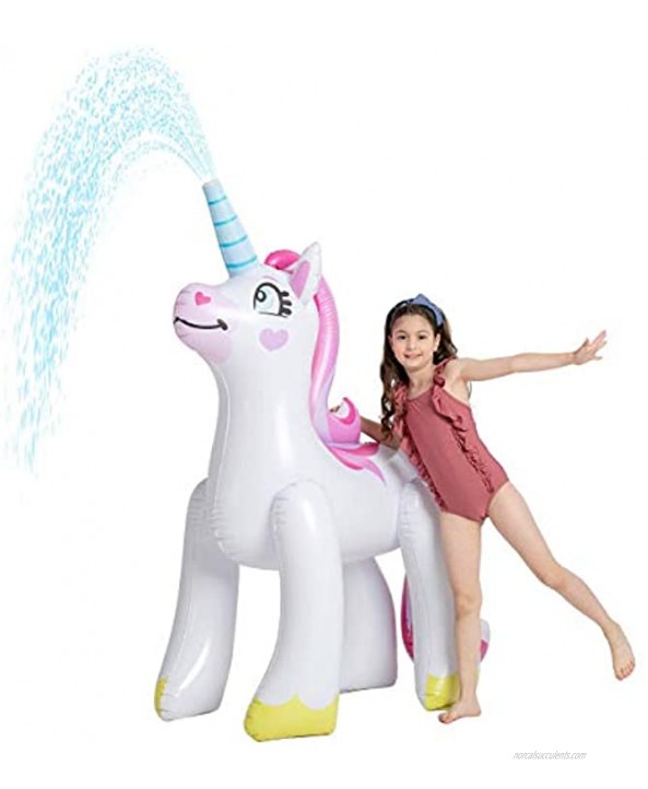 63” Inflatable Unicorn Yard Sprinkler Inflatable Water Toy Summer Outdoor Fun Lawn Sprinkler Toy for Kids