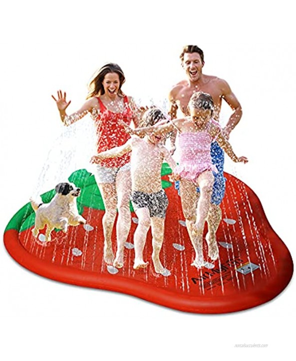 AirMyFun Inflatable Sprinkler Mat 69 x 58 Wading Pool Splash Pad for Kids Adjustable Water Height Strawberry Inflatable Sprinkler Play Pat Summer Outdoor Water Toys AF10008