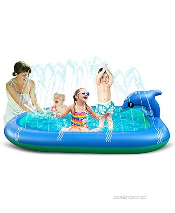 Akbekcal Inflatable Swimming Pool 67"x42"x20" Splash Pad Baby Pool Inflatable Sprinkler for Kids,Plastic Pool Toddler Outdoor Toys for Backyard Blue-Dolphin