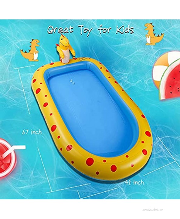 Ankuka Inflatable Sprinkler Pool Swimming Kiddie Pool Outdoor Backyard Water Play Splash Pad Wading Pool Summer Fun Toys for Kids Children Dogs67''X41''