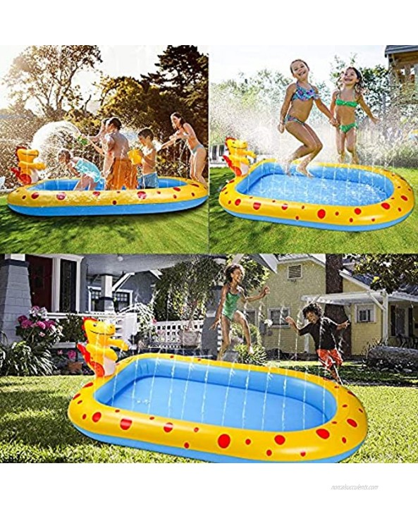 Ankuka Inflatable Sprinkler Pool Swimming Kiddie Pool Outdoor Backyard Water Play Splash Pad Wading Pool Summer Fun Toys for Kids Children Dogs67''X41''