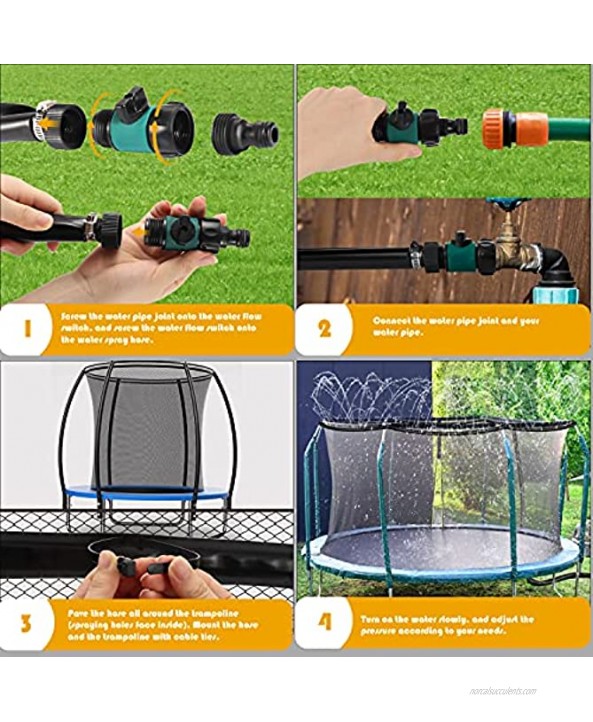 Cabor Trampoline Sprinkler for Kids Outdoor Trampoline Water Sprinkler for Water Play Trampoline Accessories 39ft Sprinkler for Trampoline Shower and Summer Fun
