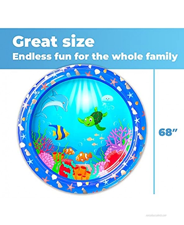 Chuchik Splash Pad for Toddlers – 68” Water Splash Mat Summer Outdoor Water Sprinkler for Kids Water Inflatables for Kids Playmat Wading Pool for Learning Easy Installation Anti Slip 0.25mm-Thick