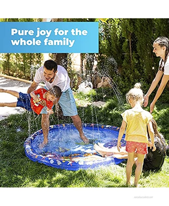 Chuchik Splash Pad for Toddlers – 68” Water Splash Mat Summer Outdoor Water Sprinkler for Kids Water Inflatables for Kids Playmat Wading Pool for Learning Easy Installation Anti Slip 0.25mm-Thick