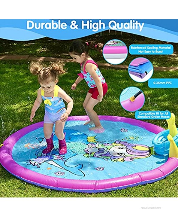 GiftInTheBox 3-in-1 Splash Pad for Girls 68 Inch Large Sprinkler Play mat for Kids Dogs,Inflatable Kiddie Baby Wading Pool with 4 Toss Rings Outdoor Shallow Swimming Pool for Babies and Toddlers