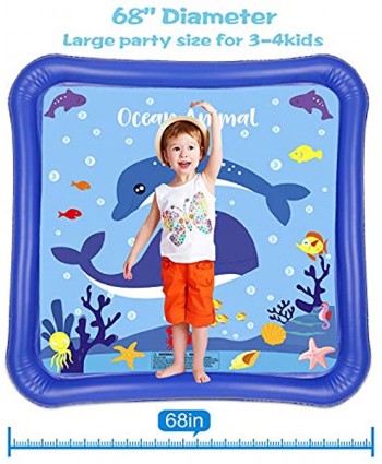 GiftInTheBox Kids Sprinkler & Splash pad Play Mat 68" Sprinkler for Kids Outdoor Water Toys Fun for Toddlers Boys Girls Children Outdoor Toy