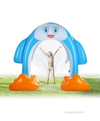 HAPAH Inflatable Arch Sprinkler Penguin for Kids Summer Outdoor Fun Water Games Over 6 Feet Long Oversized Giant Toy