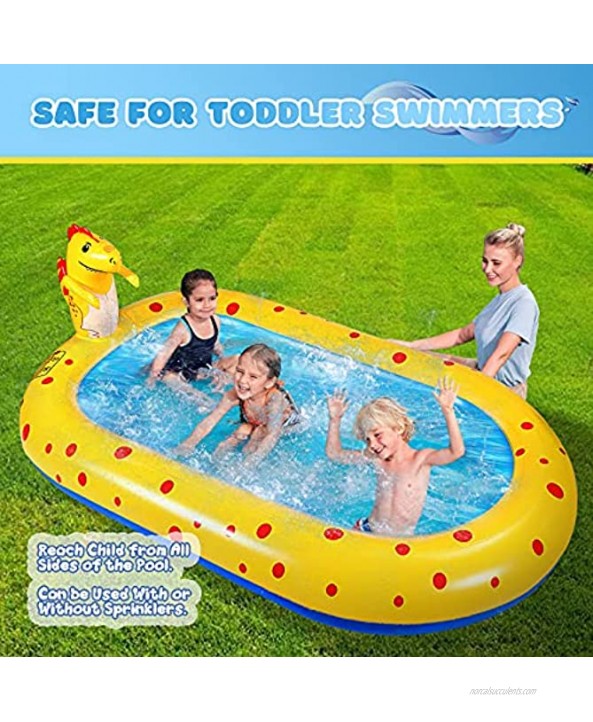 Inflatable Sprinkler Kiddie Toddler Pool 67'' Splash Pad Kids Pool Dinosaur Summer Water Toys Toddler Outdoor Toys Outside Backyard Yard Games Swimming Baby Pool for Boys Girls Age 1 2 3 4 5 6 7 8