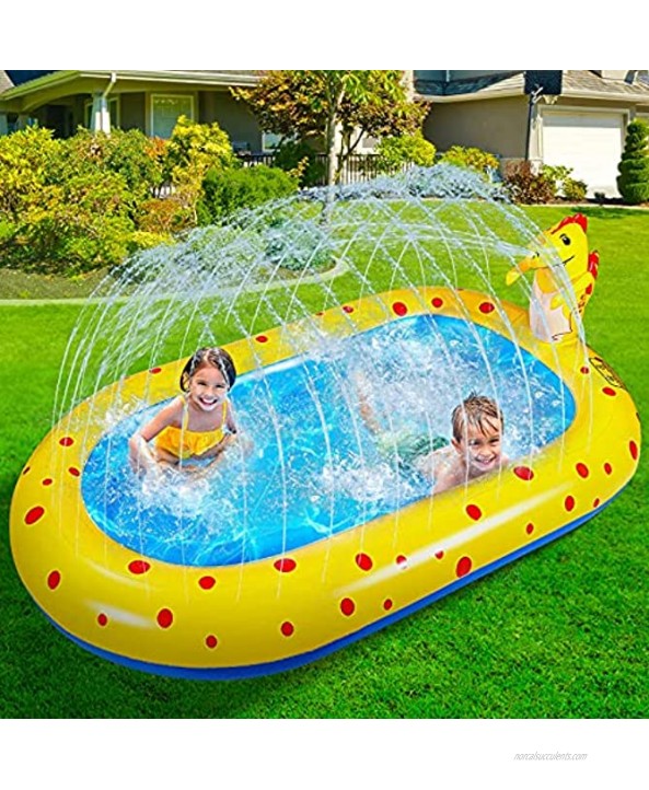 Inflatable Sprinkler Kiddie Toddler Pool 67'' Splash Pad Kids Pool Dinosaur Summer Water Toys Toddler Outdoor Toys Outside Backyard Yard Games Swimming Baby Pool for Boys Girls Age 1 2 3 4 5 6 7 8