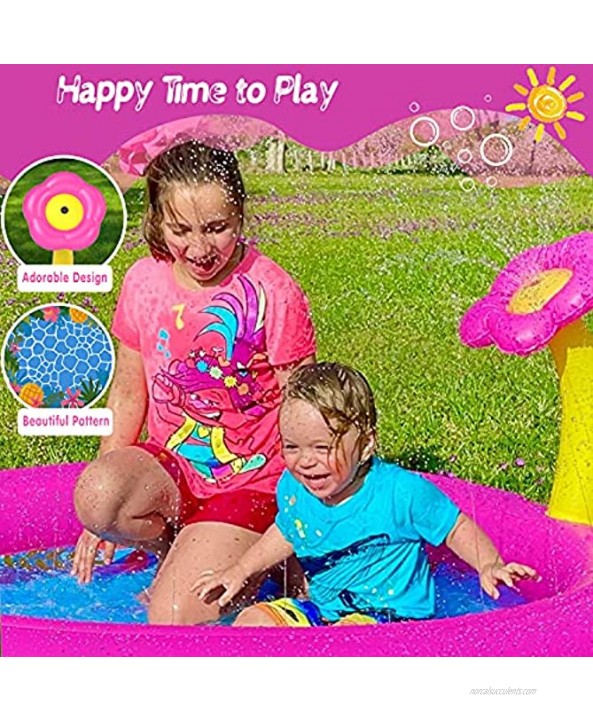 Kids Splash Pad 68 Inch Large Water Sprinkler Splash Pad for Kids Dogs 3 in 1 Inflatable Flower Sprinkler Play Mat Wading Pool for Toddlers Babies Summer Outdoor Water Toys for Boys Girls