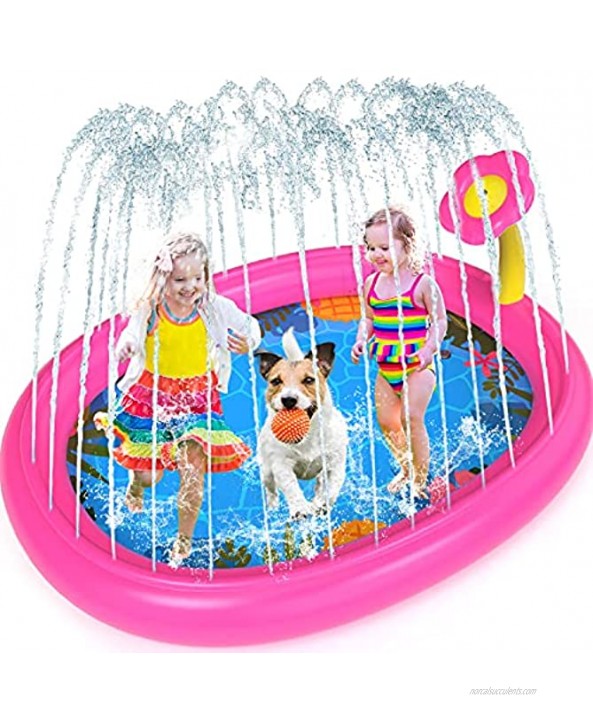 Kids Splash Pad 68 Inch Large Water Sprinkler Splash Pad for Kids Dogs 3 in 1 Inflatable Flower Sprinkler Play Mat Wading Pool for Toddlers Babies Summer Outdoor Water Toys for Boys Girls