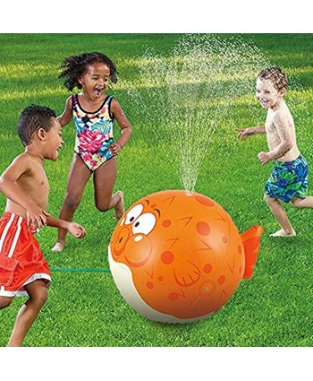 Kids Sprinkler Puffer Fish Sprayer Summer Fun Inflatable Sprinkler Water Spray Ball Fish Water Toys for Kids for Ages 3+