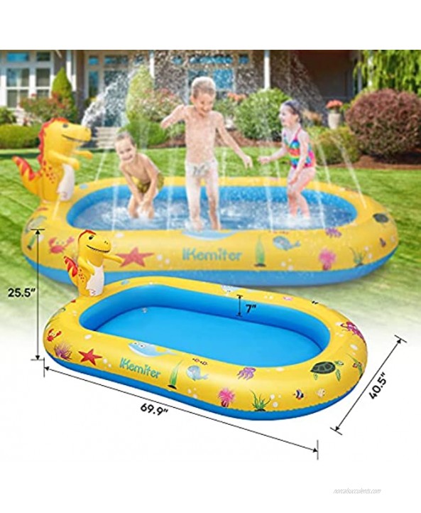 Large Dinosaur Water Sprinkler Wading Pools Splash Pad Kids Adults Inflatable Swimming Pool Water Mat Toy for Outdoor Backyard Gifts for Boys Girls