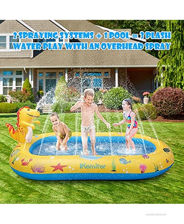 Large Dinosaur Water Sprinkler Wading Pools Splash Pad Kids Adults Inflatable Swimming Pool Water Mat Toy for Outdoor Backyard Gifts for Boys Girls