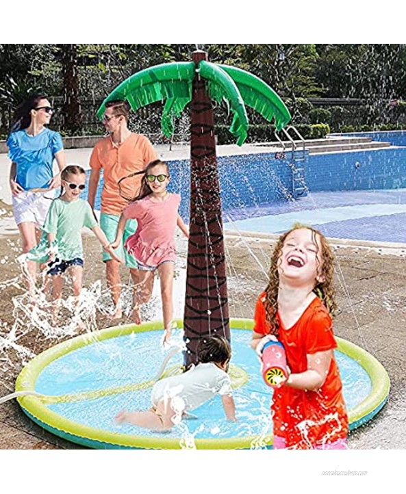 Linkidea Splash Pad Sprinkler for Kids Inflatable Water Toys 71 x 59 Palm Tree Summer Backyard Outdoor Spray Mat Toddlers Child Play Mat Pool Fit Wading Learning Yard Lawn Party