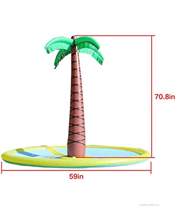 Linkidea Splash Pad Sprinkler for Kids Inflatable Water Toys 71 x 59 Palm Tree Summer Backyard Outdoor Spray Mat Toddlers Child Play Mat Pool Fit Wading Learning Yard Lawn Party