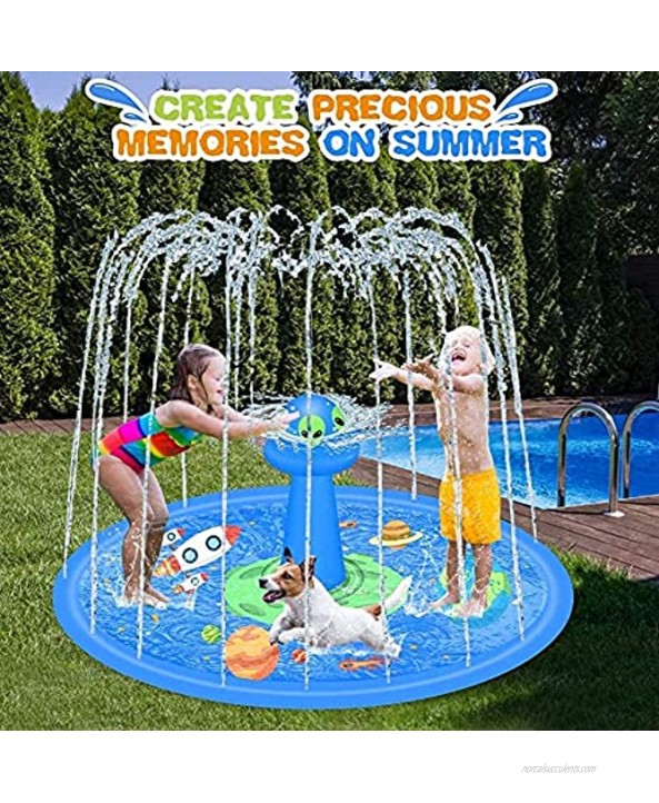 LUKAT Sprinkler for Kids 68'' UFO Inflatable Splash Pad with Rotating Sprinkler Head Summer Outdoor Water Toys Baby Wading Pool for Toddlers Kiddie Pool Gift UFO