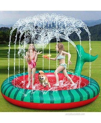 lunaoo Inflatable Splash Pad 65" Spray Kiddie Pool Sprinkle Splash Mat PVC Plastic Pool Sprinkler for Kids ,Toddlers Babies,Watermelon