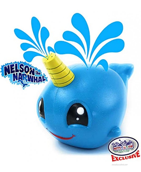 Matty's Toy Stop Nelson The Narwhal Blue Unicorn of The Sea Water Sprinkler