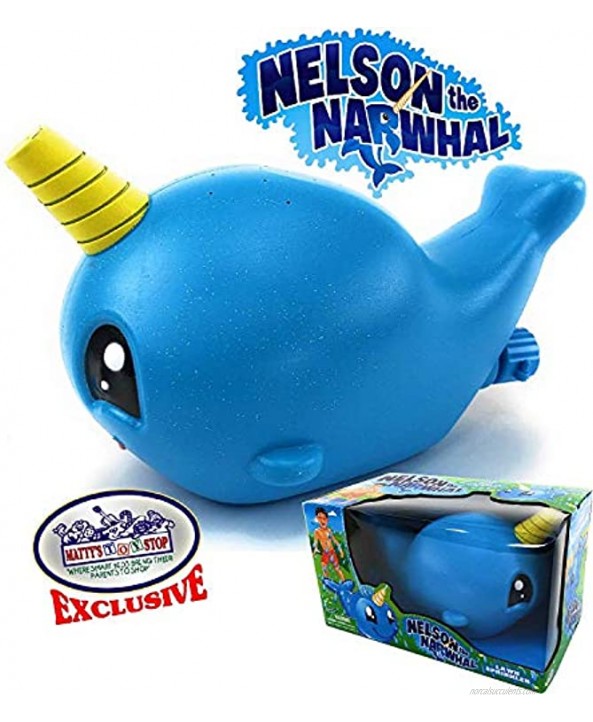 Matty's Toy Stop Nelson The Narwhal Blue Unicorn of The Sea Water Sprinkler