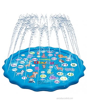 Obuby Sprinkler & Splash Play Mat for Kids Splash Pad for Wading and Learning 60" Children Outdoor Water Sprinkler Toys from A to Z Outdoor Swimming Pool for Babies Toddlers and Boys Girls