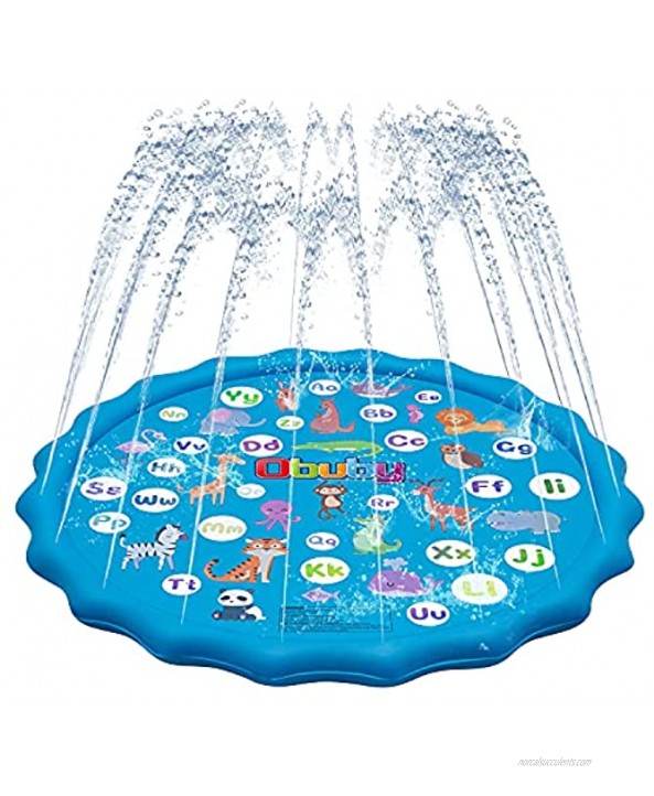 Obuby Sprinkler & Splash Play Mat for Kids Splash Pad for Wading and Learning 60 Children Outdoor Water Sprinkler Toys from A to Z Outdoor Swimming Pool for Babies Toddlers and Boys Girls