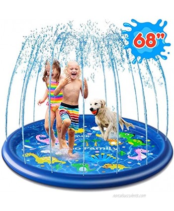 Ohuhu Splash Sprinkler Pad for Kids Toddlers 68" Splash Play Mat Outdoor Inflatable Water Play Sprinkler Pad for Boys Girls Summer Spray Water Toys Wading Swimming Pool for Age 3 4 5 6 7 8 9 10