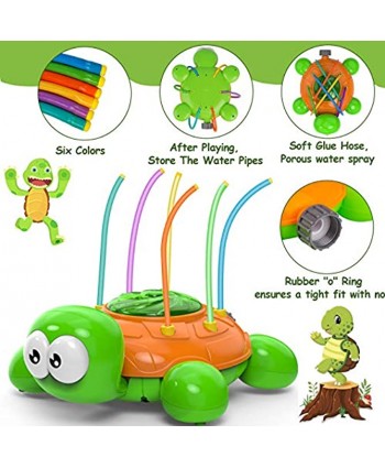 Outdoor Water Sprinkler for Kids and Toddlers Backyard Spinning Turtle Sprinkler Toy Wiggle Tubes Spray Splashing Fun for Summer Days Sprays Up to 8ft High Attaches to Garden Hose